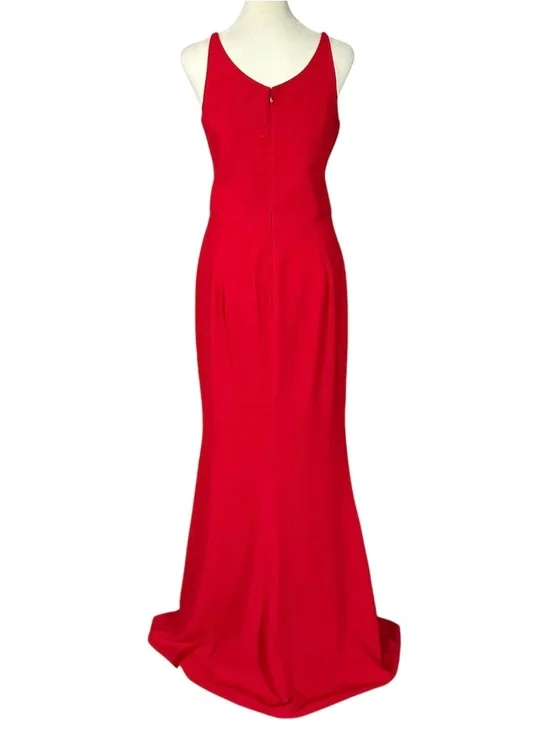 Dress the Population Iris Slit Crepe Gown Floor Length Red Size Medium - Picture 3 of 15